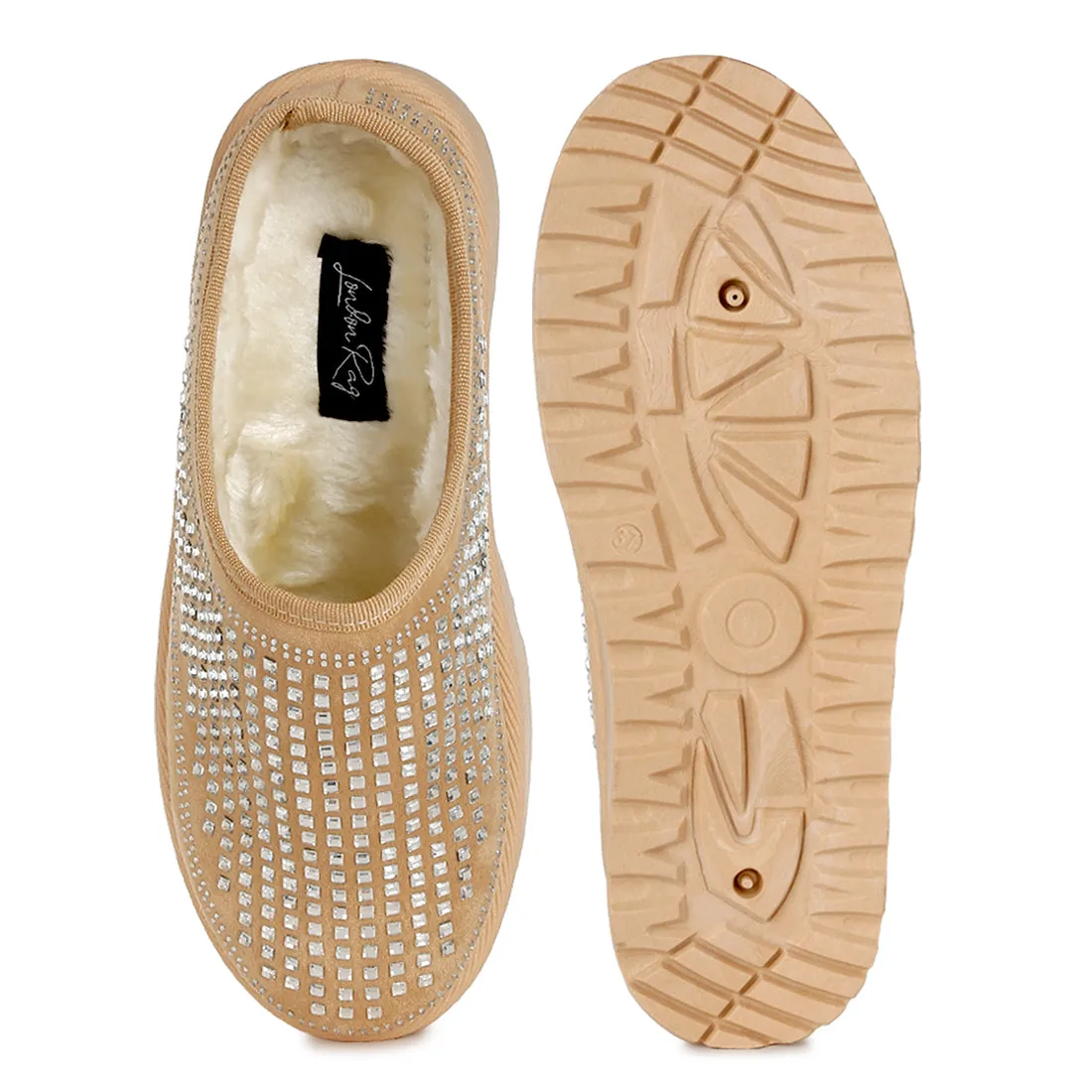 Rhinestones Embellished Platform Classic Slip-On