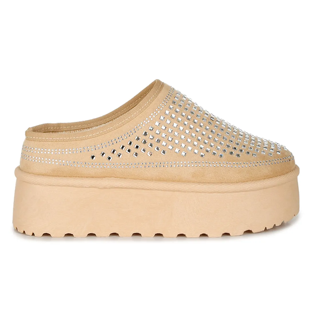 Rhinestones Embellished Platform Classic Slip-On