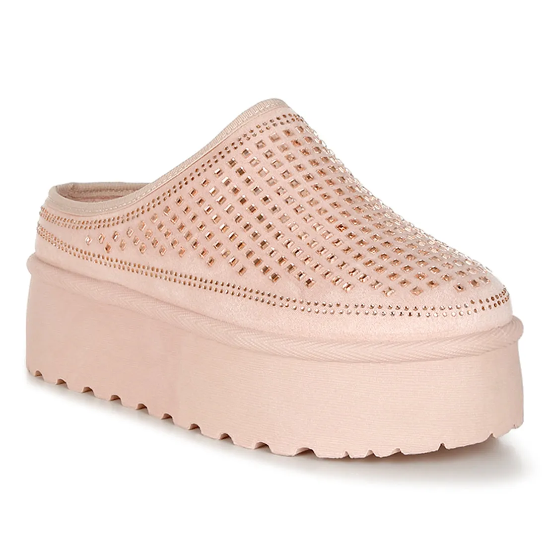 Rhinestones Embellished Platform Classic Slip-On