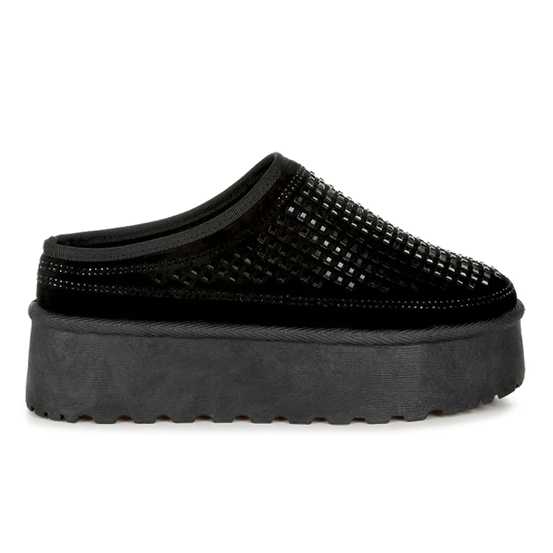 Rhinestones Embellished Platform Classic Slip-On