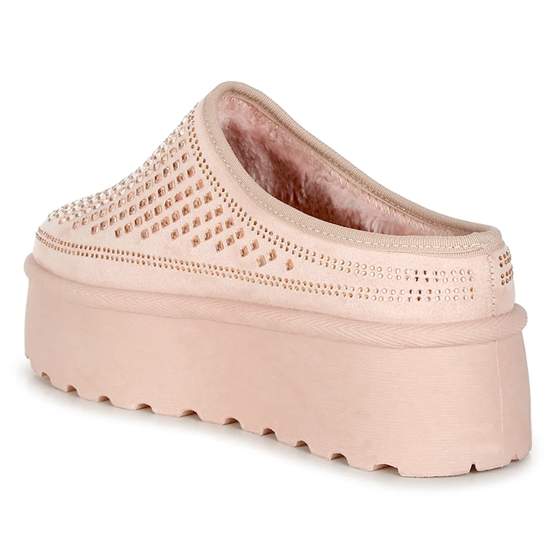 Rhinestones Embellished Platform Classic Slip-On