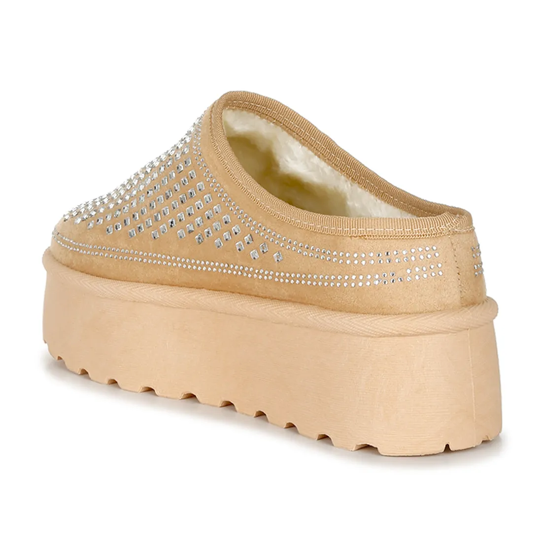 Rhinestones Embellished Platform Classic Slip-On