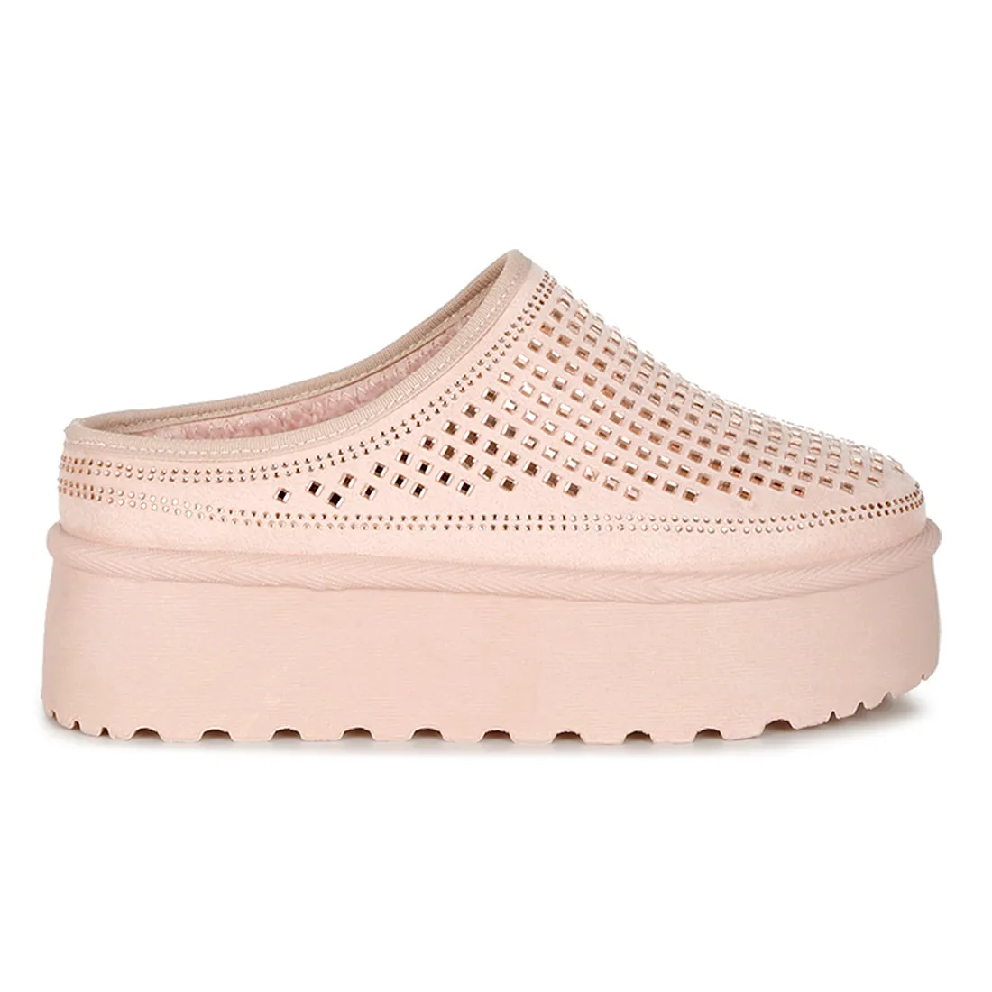 Rhinestones Embellished Platform Classic Slip-On