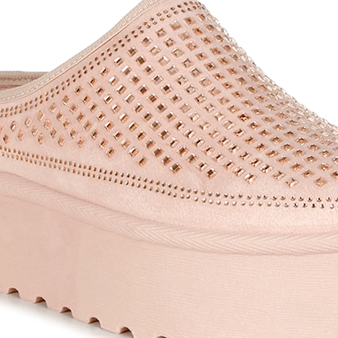 Rhinestones Embellished Platform Classic Slip-On