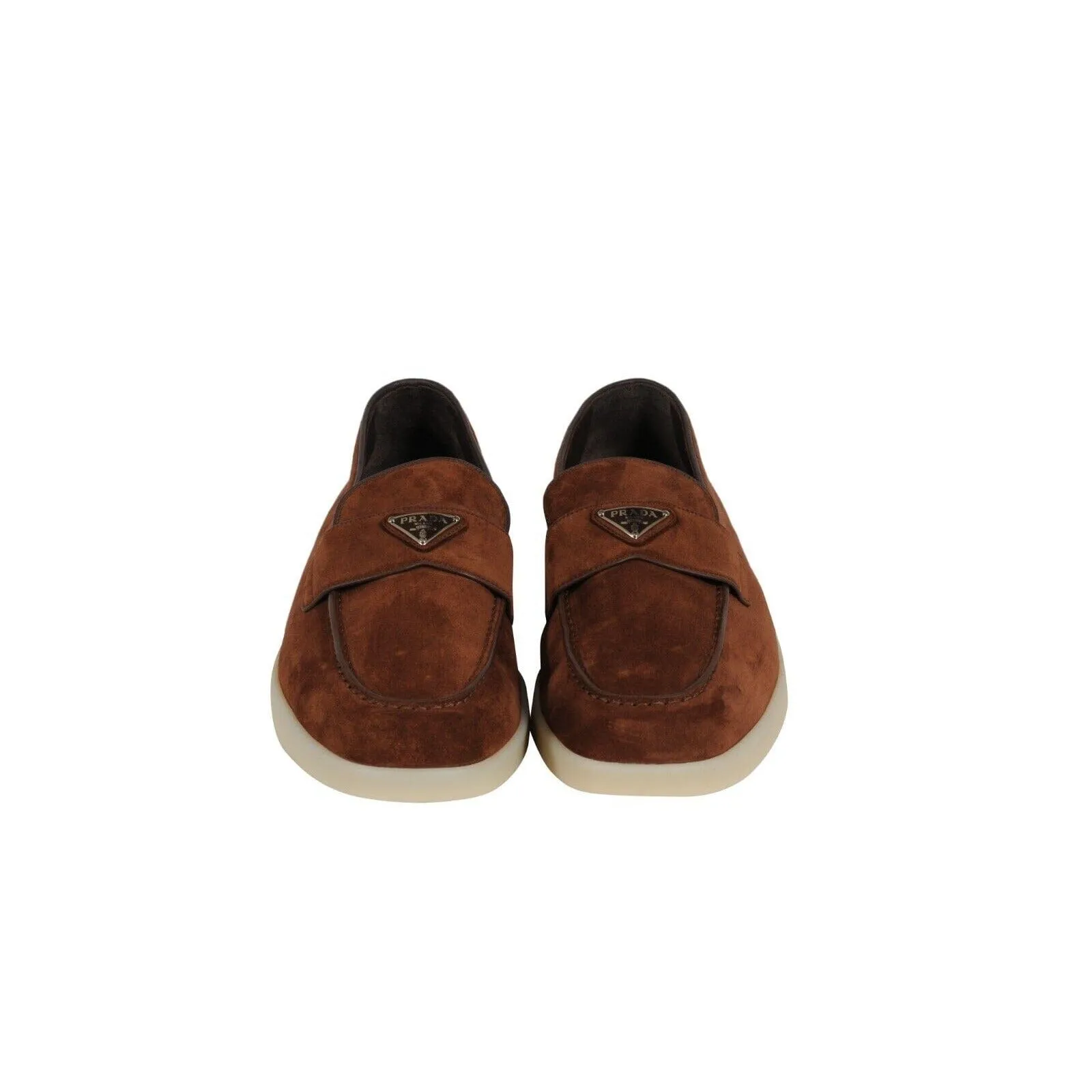 Saint Tropez Suede Loafers Brown Triangle Logo Slip On