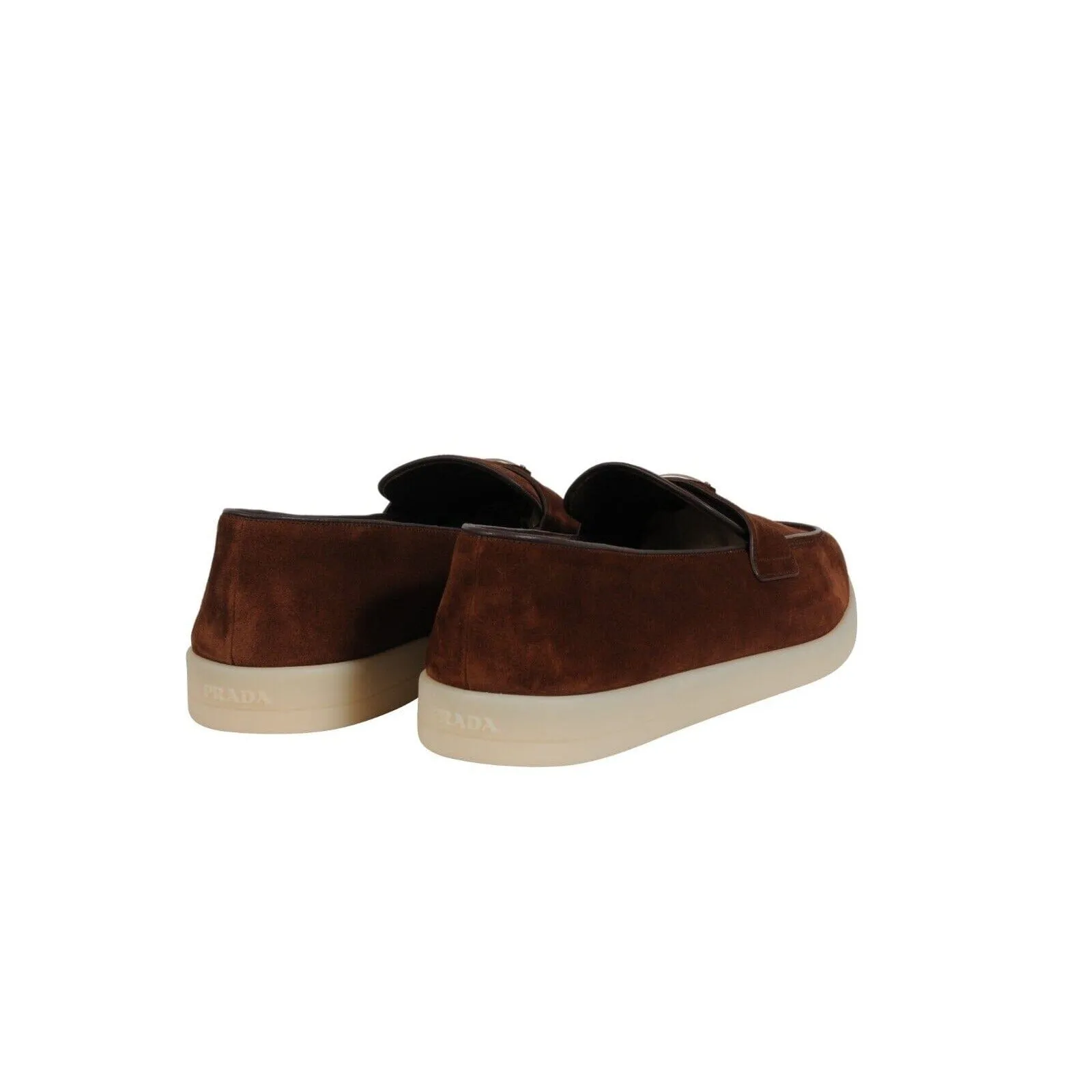 Saint Tropez Suede Loafers Brown Triangle Logo Slip On