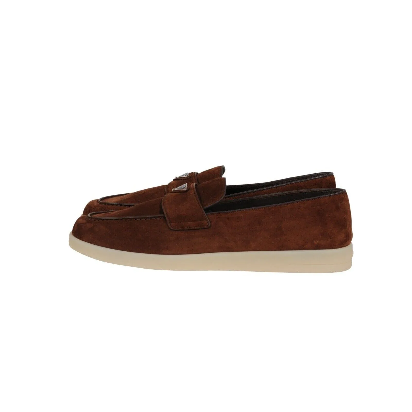 Saint Tropez Suede Loafers Brown Triangle Logo Slip On