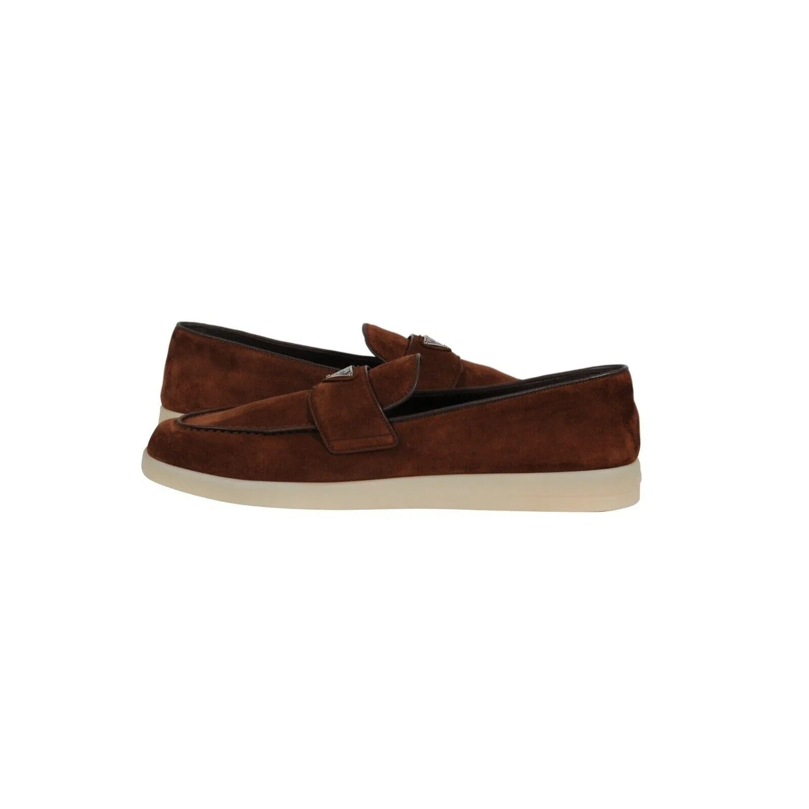 Saint Tropez Suede Loafers Brown Triangle Logo Slip On