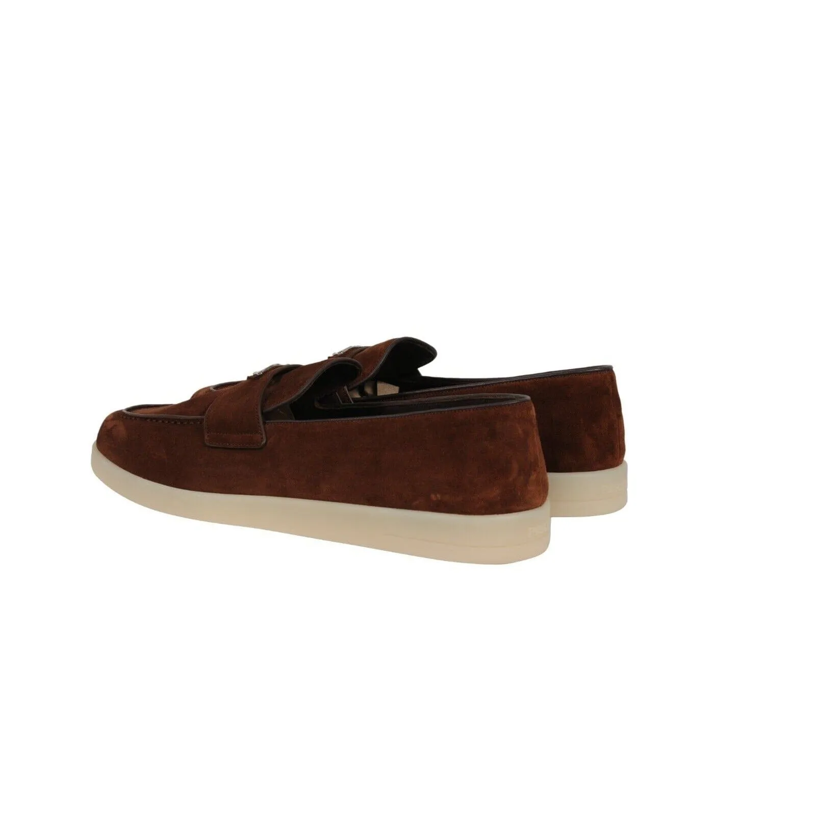 Saint Tropez Suede Loafers Brown Triangle Logo Slip On