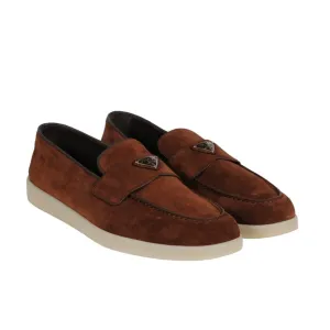 Saint Tropez Suede Loafers Brown Triangle Logo Slip On