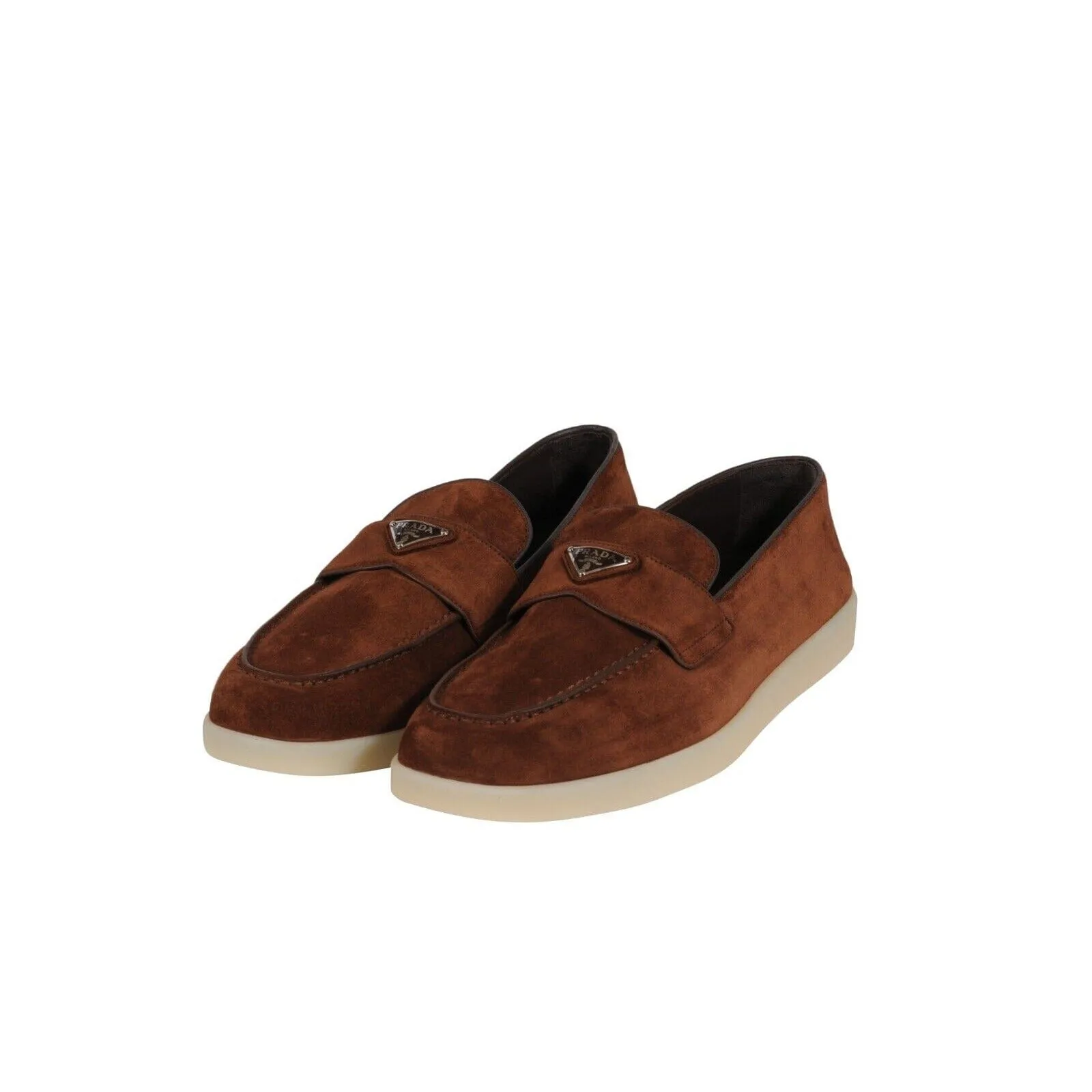 Saint Tropez Suede Loafers Brown Triangle Logo Slip On