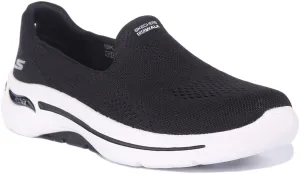 Skechers Go Walk Arch In Black White For Women