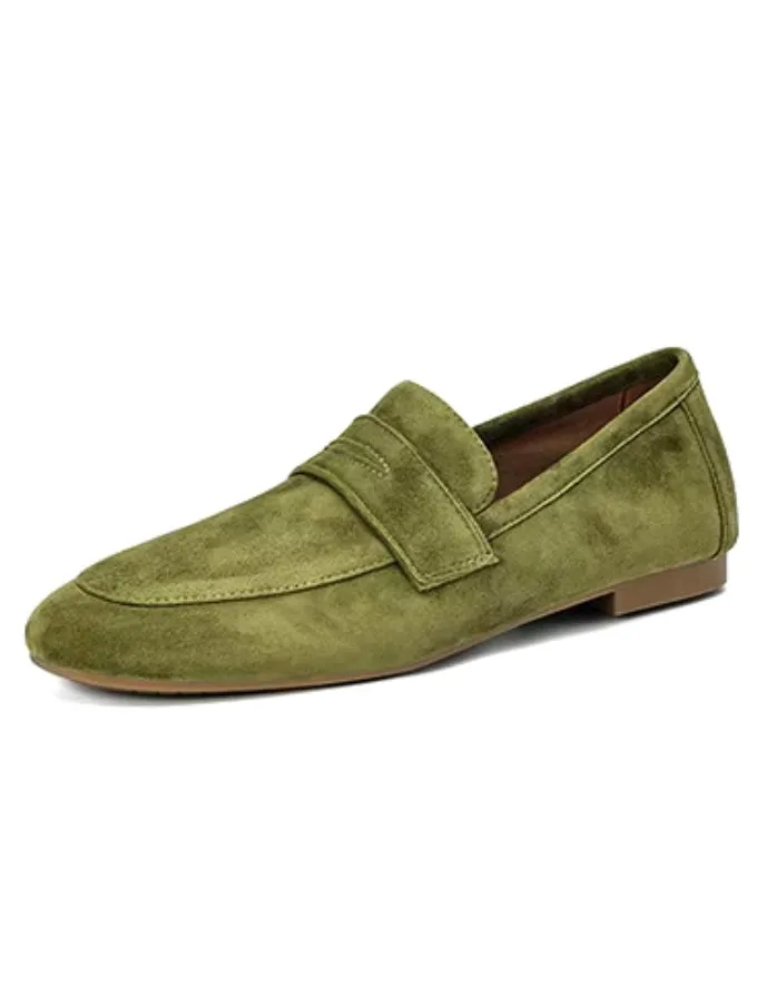 Solid colors faux suede slip on loafers shoes