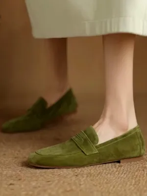 Solid colors faux suede slip on loafers shoes