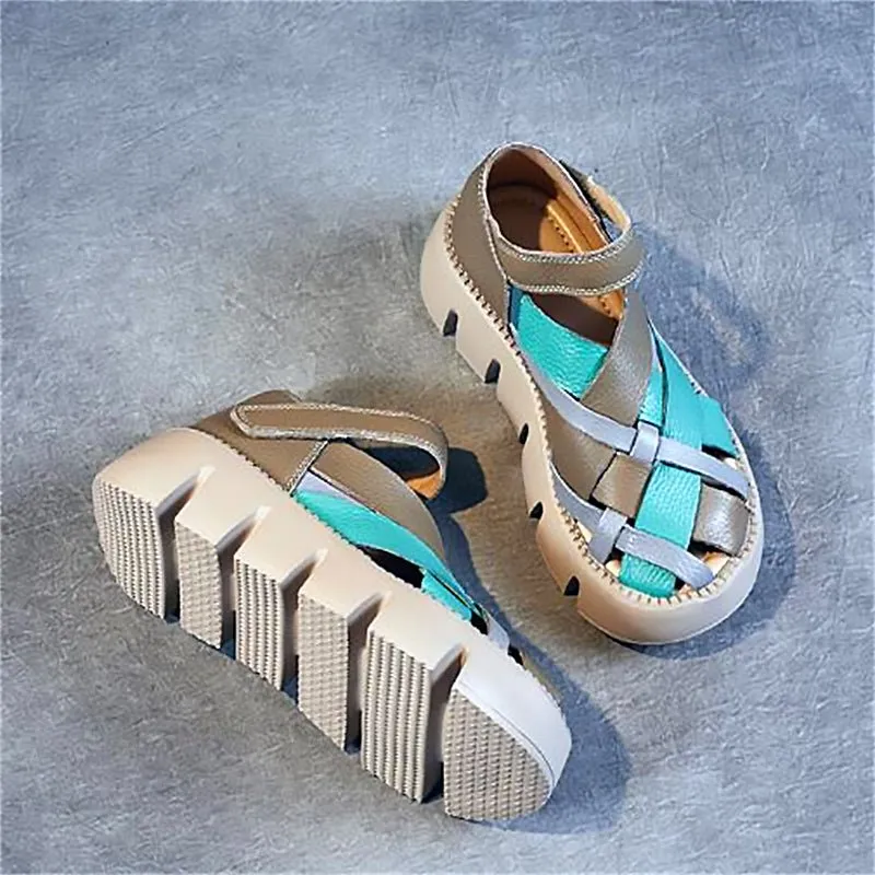 Super-Strappy Full Grain Leather Oversized Platform Sandals