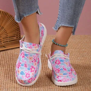 Women's Casual Flat Flower Print Canvas Shoes 37956209S