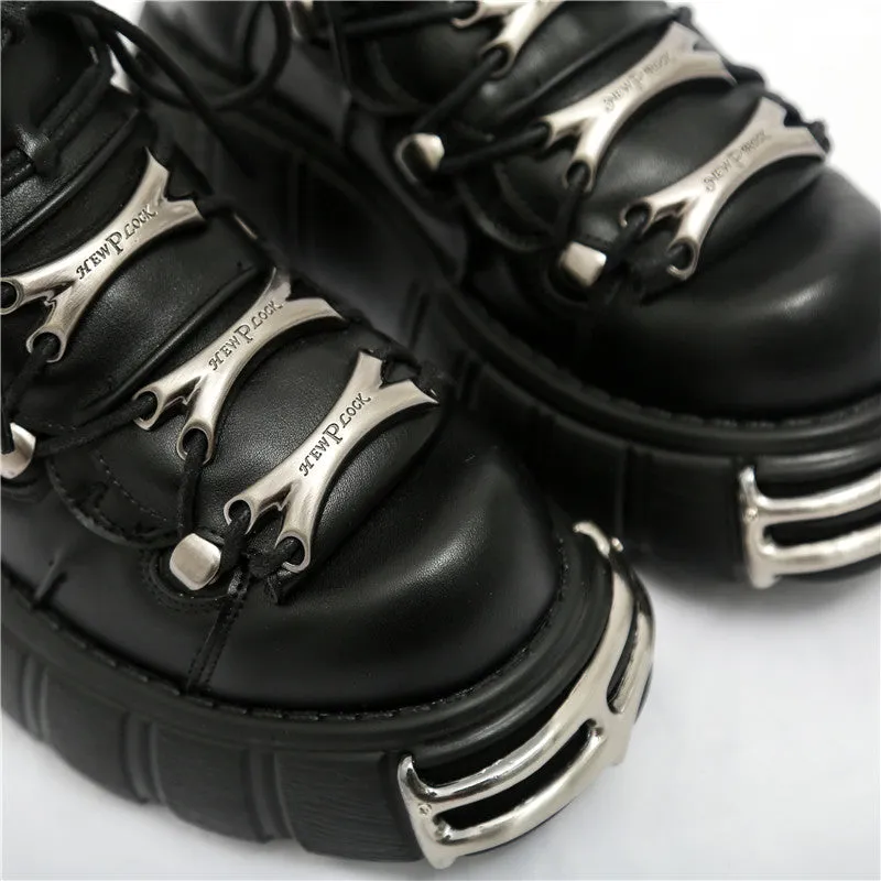 Womens Punk Style Platform Shoes Lace-up Loafers