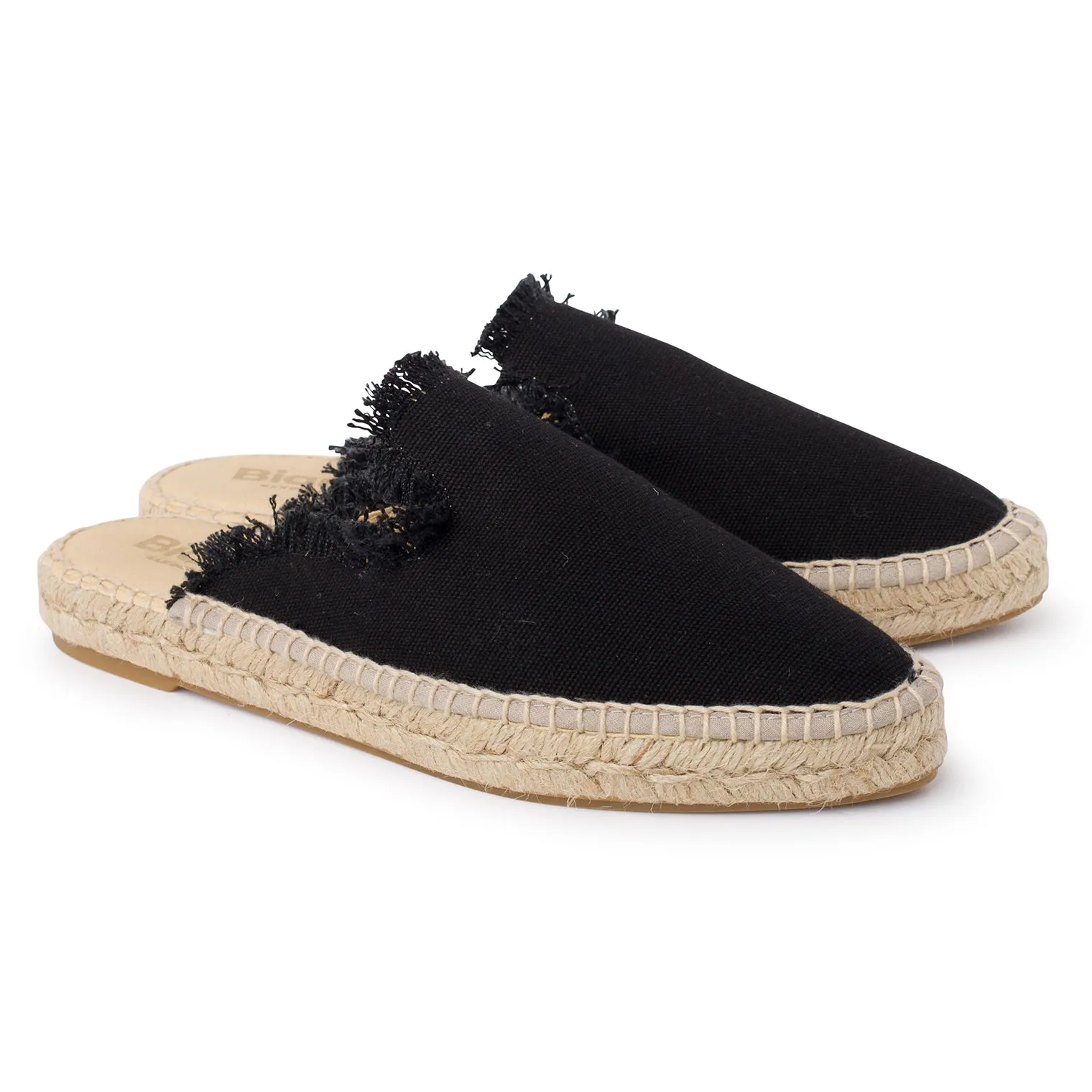 Zaragoza Canvas Espadrille Mule Slides - Black