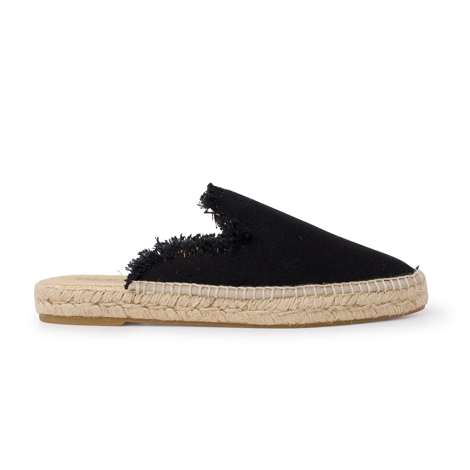 Zaragoza Canvas Espadrille Mule Slides - Black